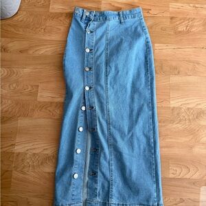 Denim Button-Front Maxi Skirt